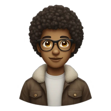 Young man with afro hair and glasses and a goat  sticker