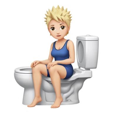 Short Blonde spikey mature woman sat on the toilet sticker