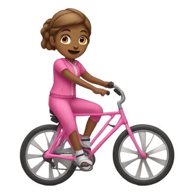 Girl in a bicycle with a pink outfit sticker