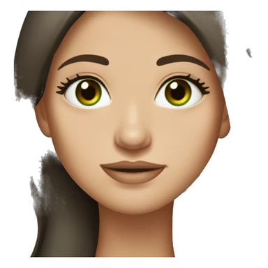 Attractive woman with incredibly long chestnut-brown hair and dark green eyes wearing a black top sticker