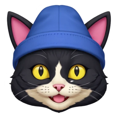 image friend from deltarune, a cat with a pink eye and a yellow eye, and black fur and pointy ears smiling sticker