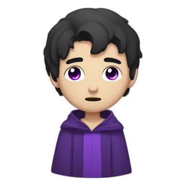 sad emo boy with purple eyes short dark hair wearing robes sticker