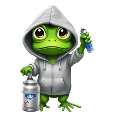 Hot female Frog in a hoodie with a spray can doing graffiti  sticker