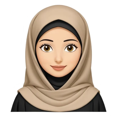 Saudi woman wearing black hijab and traditional abaya, gentle smile sticker