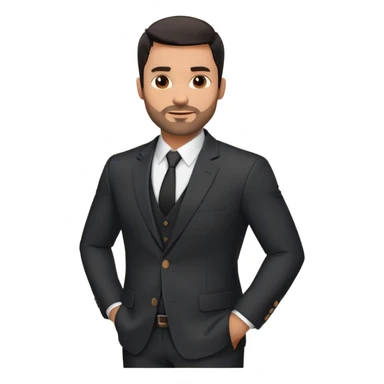 Good-looking robust man in his mid-40s with light brown skin tone, short black hair with evident fade cut, 5 o'clock shadow/scruff instead of beard, strong square face, approachable TV host expression, black blazer left open showing white buttoned shirt sticker