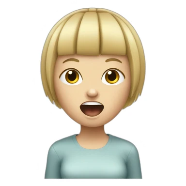 blonde woman with a bowl cut screaming sticker