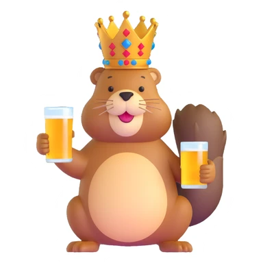 beaver with a crown on head holding a glass of beer sticker