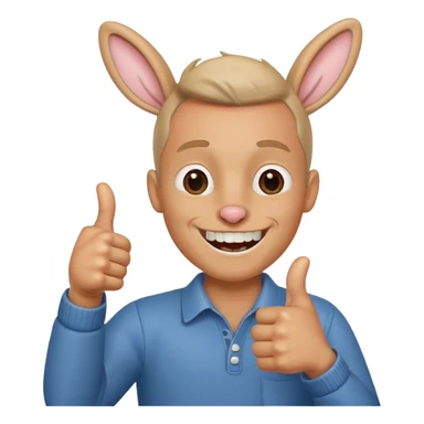 thumb up man with rabbit teeth sticker