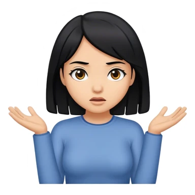 Girl with black hair shrugging shoulders sticker