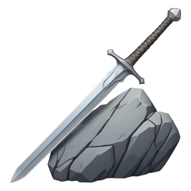 a sword with a rock on its tip sticker