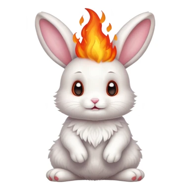 Cute bunny rabbit with flame paws, fiery feet, adorable face sticker