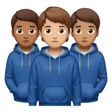 Four young men with brown hair, wearing hoodies sticker
