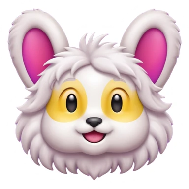cute fuzzy character called Womplepop with floppy ears cheerful face vibrant color palette cartoon emoji style sticker
