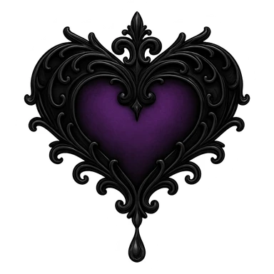 gothic style heart in black and purple with a single teardrop sticker