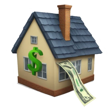 house with dollar sign rocketing up out of the roof sticker