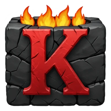 burning coal square with letter K chiseled on it sticker