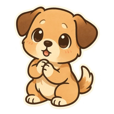 Chibi Puppy Begging sticker