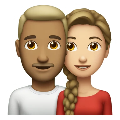 Una pareja donde la mujer tiene pelo rojo y piel blanca, ojos oscuros. El hombre tiene pelo claro, piel medio morena y ojos verdes  sticker