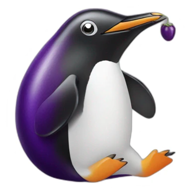 penguin eating eggplant sticker