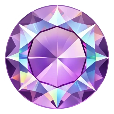 round cut gemstone with delicate lavender color, holographic rainbow fire, brilliant facets sticker