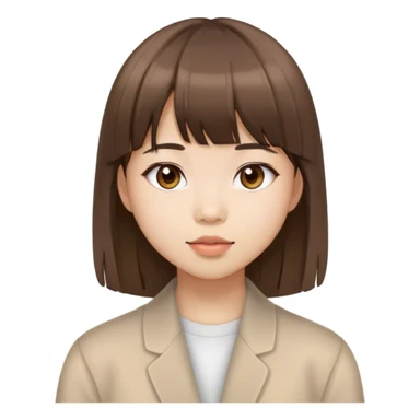 asian girl with brown layered straight hair and bangs sticker