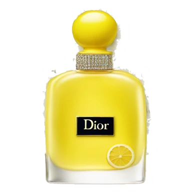 Yellow Dior perfume with mini lemons around sticker