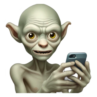 Gollum holding an iPhone sticker