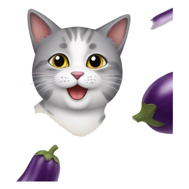 cat with eggplant  sticker