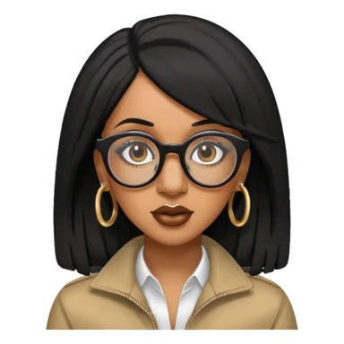 rapper Cardi B black hair wear glasses sticker