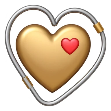 one gold paper clip and on top of the paper clip is a brown heart sticker