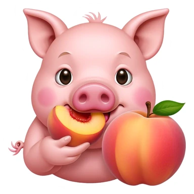 Pig and peach sticker