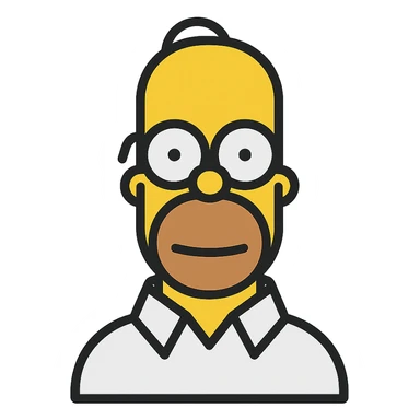 Homer Simpson color outlined icon, black outlines, flat colors, minimal details sticker
