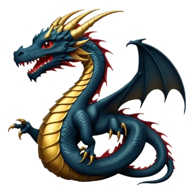 iOS emoji, minimal dragon symbol, dark fantasy, line icon sticker