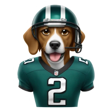 Dog wearing an eagles helmet sticker