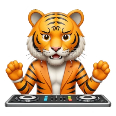 Un tigre enfadado con una mesa de dj  sticker