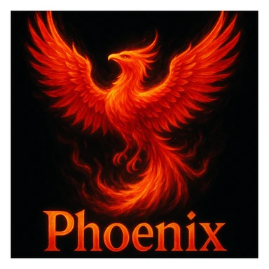 make image of phoenix with title, black background sticker
