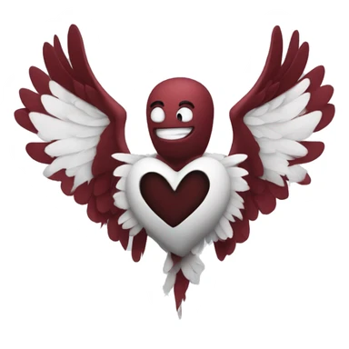 Dark red heart with white wings  sticker