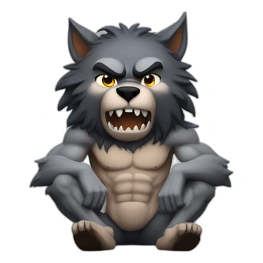 Lonely werewolf depressed sitting muscular sticker