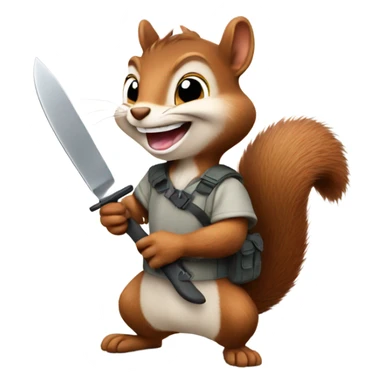 Grinning squirrel with a knife in his hand sticker