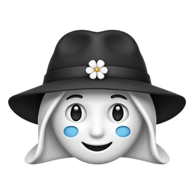 créer un emoji farfadet en noir et blanc, en traçant que les contours, sans pot de pièces dans la main et avec un trèfle à 4 feuilles sur le chapeau sticker