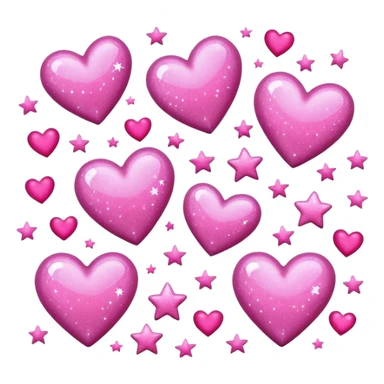 Pink Glitter Stars and Hearts sticker