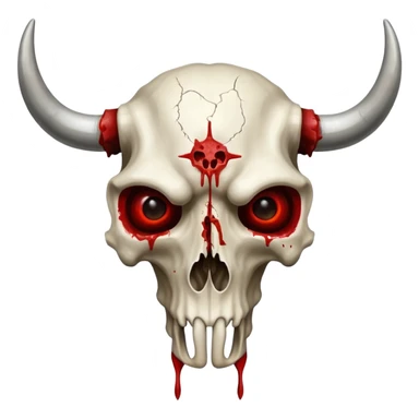 Bull skull with bloody eye sockets sticker