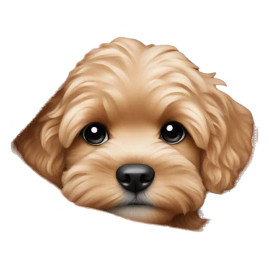 Blonde cavapoo puppy snuggled up in a auburn fluffy blanket  sticker