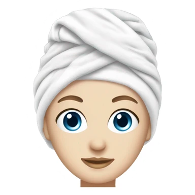 white girl blue eyes towel on head facial face mask relax spa sticker