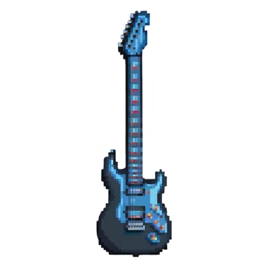 8-bit retro electric guitar, gaming style sticker