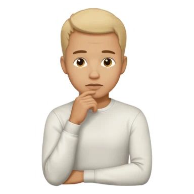 light skin man pensative, con la mano en el menton full body sticker