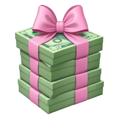 Forest Green Australian $100 notes stacked together and wrapped in a pink bow sticker