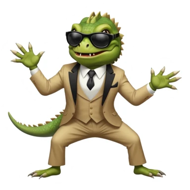 capitalist iguana banker godfather with black sunglasses breakdance scaring sticker