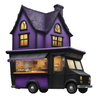 Fantasy Wednesday Addams haunted dream house on food truck  sticker