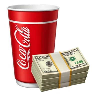 Coca Cola cup with cash sticker